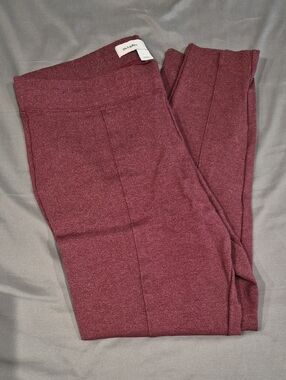 Maroon Ponte Leggings with Front Seam